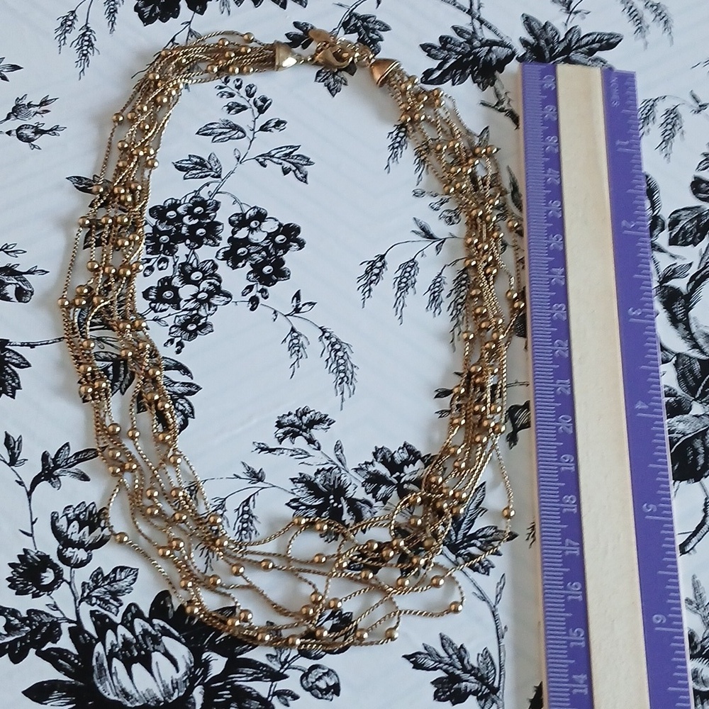 MONET Vintage Feminine Elegant Goldtone Mini Bead Multi-Strand Choker Necklace - Picture 3 of 10
